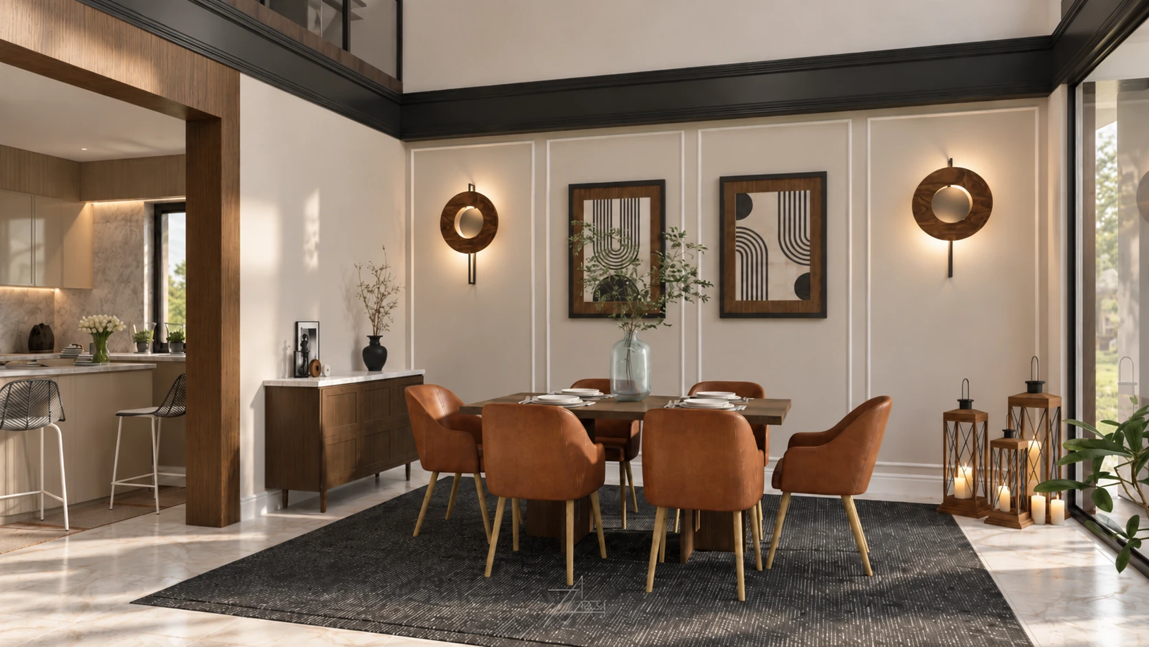 Dom jednorodzinny — salon i jadalnia, widok 3
