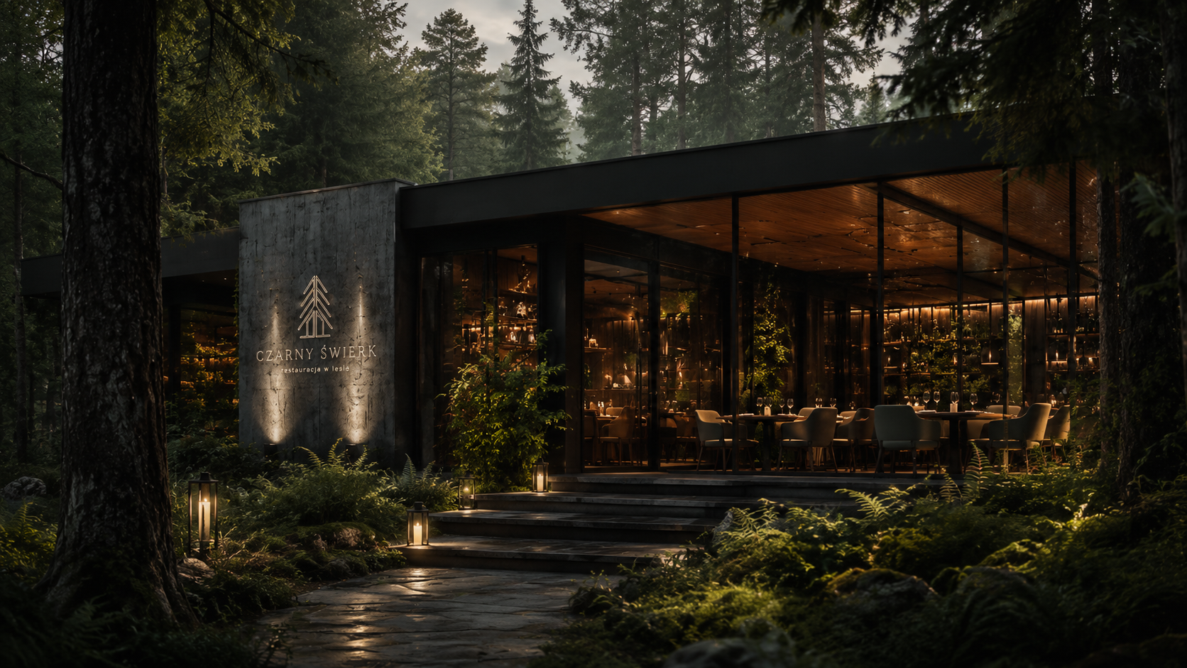 Restauracja Czarny Świerk w lesie